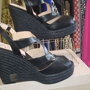 Kanna Black Leather Wedge 41 ● FREE SHIPPING ●